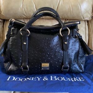 Dooney & Bourke Ostrich LARGE Satchel Embossed Leather Tassels Unbranded Strap